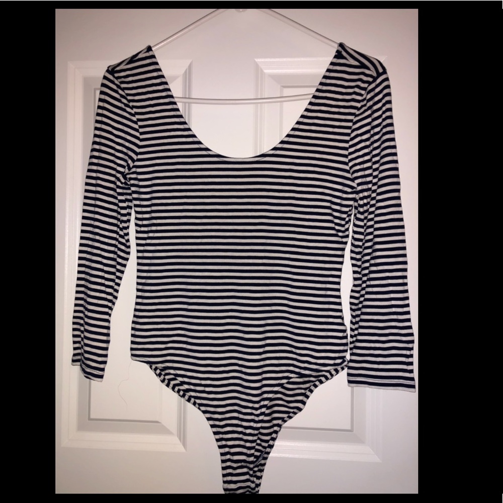Navy blue & white stripped bodysuit